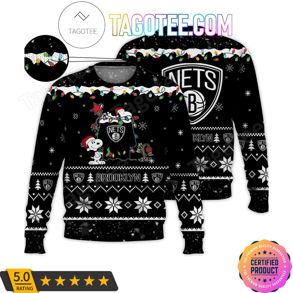 Brooklyn Nets Black Gray Best Ugly Christmas Sweater