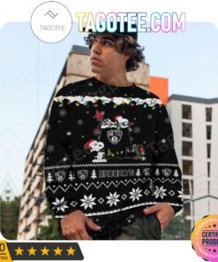 Brooklyn Nets Black Snoopy Ugly Christmas Sweater For Fans 3