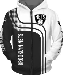 Brooklyn Nets White Black Curves Best Zip Hoodie