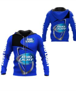 Bud Light Black Blue Zip Hoodie For Fans