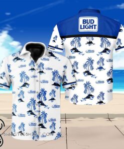 Bud Light Coconut Tree White Blue Vintage Hawaiian Shirt For Men Women