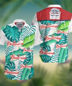 Budweiser Leaves Patterns Tropical Aloha Shirt Best Hawaiian Outfit For Fans