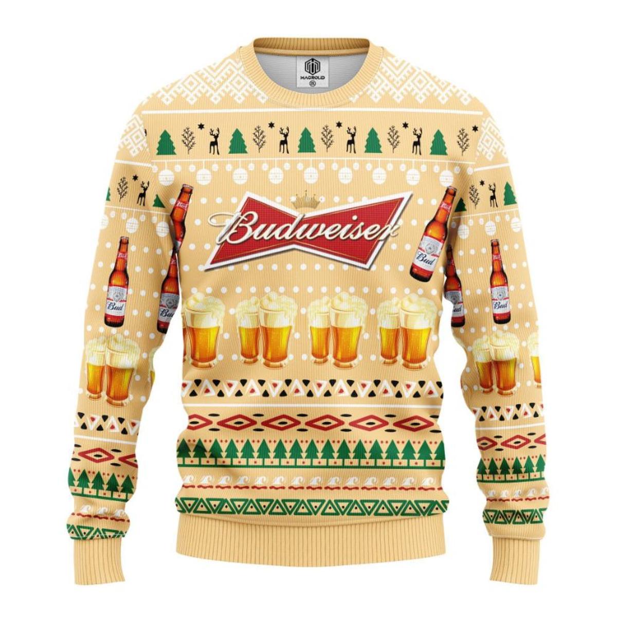 Budweiser Yellow Best Funny Christmas Sweater