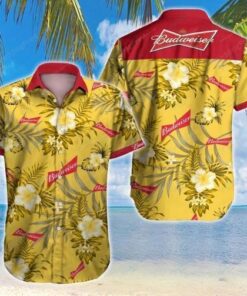 Beer Logo Tropical Red White Budweiser Hawaiian Shirt