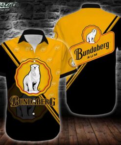 Bundaberg Rum Big Logo Yellow Black Tropical Hawaiian Shirt Size From S To 5xl