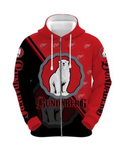 Bundaberg Rum Red Black Zip Hoodie For Men And Women