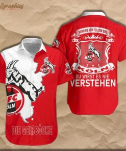 Bundesliga 1. FC Köln Logo Red Hawaiian Shirt Size From S To 5xl