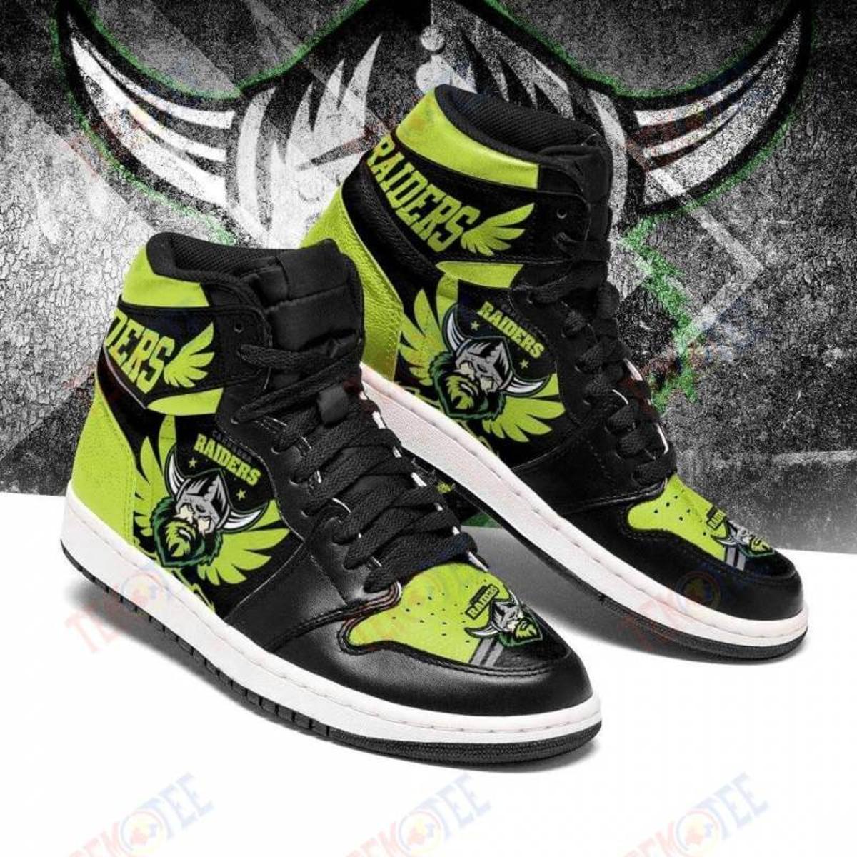 Canberra Raiders White Green Air Jordan 1 High Tops