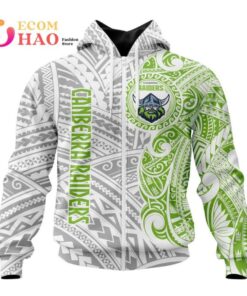 Canberra Raiders Custom Name Indigenous Zip Up Hoodie Best Gift For Fans 1