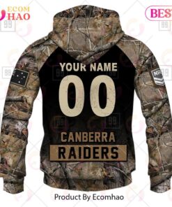 Canberra Raiders Custom Name Number Camo Zip Up Hoodie 2