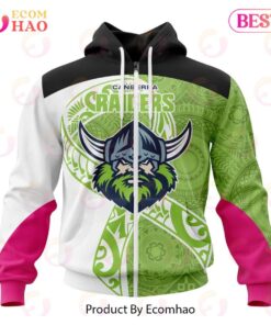 Canberra Raiders Custom Name Number Fight Cancer Zip Up Hoodie Gift For Fans 1