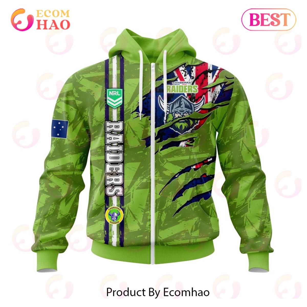 Canberra Raiders Custom Name Indigenous Zip Hoodie Best Gift For Fans