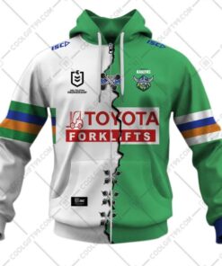 Canberra Raiders Custom Name Number Mix Jersey Zip Hoodie For Men And Women