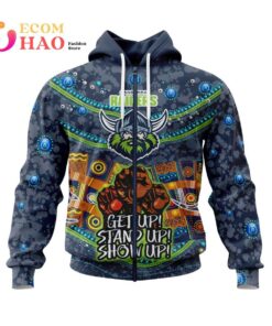 Canberra Raiders Custom Name Number Naidoc Week Zip Up Hoodie Funny Gift For Fans 1