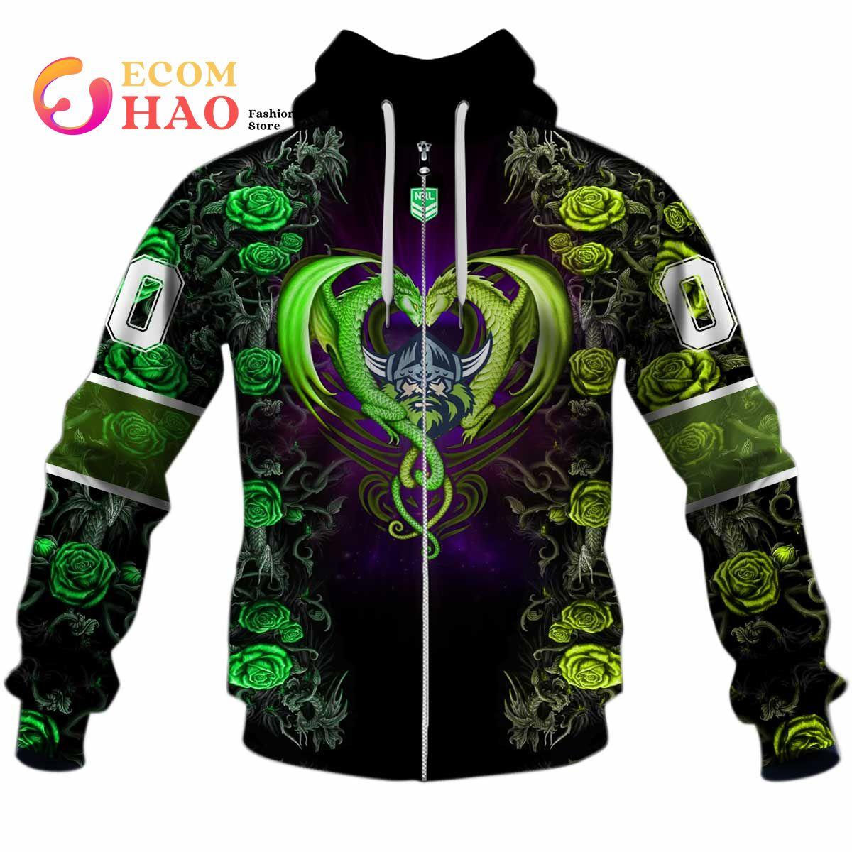 Canberra Raiders Custom Name Number Native Skull Zip Hoodie Best Gift For Fans