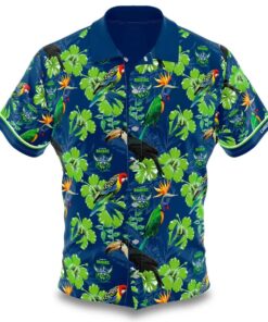 Canberra Raiders Logo Blue Floral Tropical Aloha Shirt Best Gift For Nrl Fans