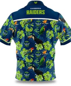 Canberra Raiders Logo Blue Floral Tropical Aloha Shirt Best Gift For Nrl Fans