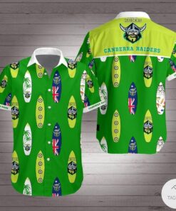 Nrl Canberra Raiders Viking Symbol Indigenous Style Green Hawaiian Shirt Best Gift Ideas