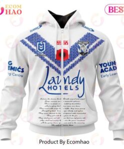 Canterbury-bankstown Bulldogs Custom Name Number 2023 Anzac Day Zip Hoodie For Fans