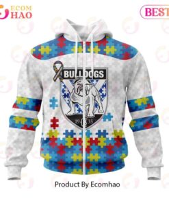 Canterbury-bankstown Bulldogs Custom Name Number Autism Awareness Zip Hoodie Gifts For Lovers