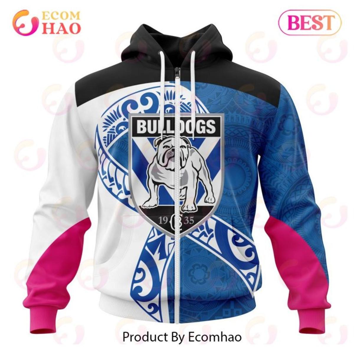 Canterbury-bankstown Bulldogs Custom Name Number Indigenous Mascot Zip Hoodie