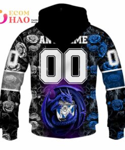 Canterbury-bankstown Bulldogs Custom Name Number Rose Dragon Zip Hoodie Gifts For Lovers