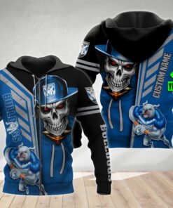 Canterbury-bankstown Bulldogs Custom Name Skull Mascot Zip Hoodie Gifts For Lovers