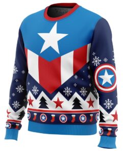 Captain America Symbol Xmas Style Ugly Christmas Sweater Gift For Marvel Fans