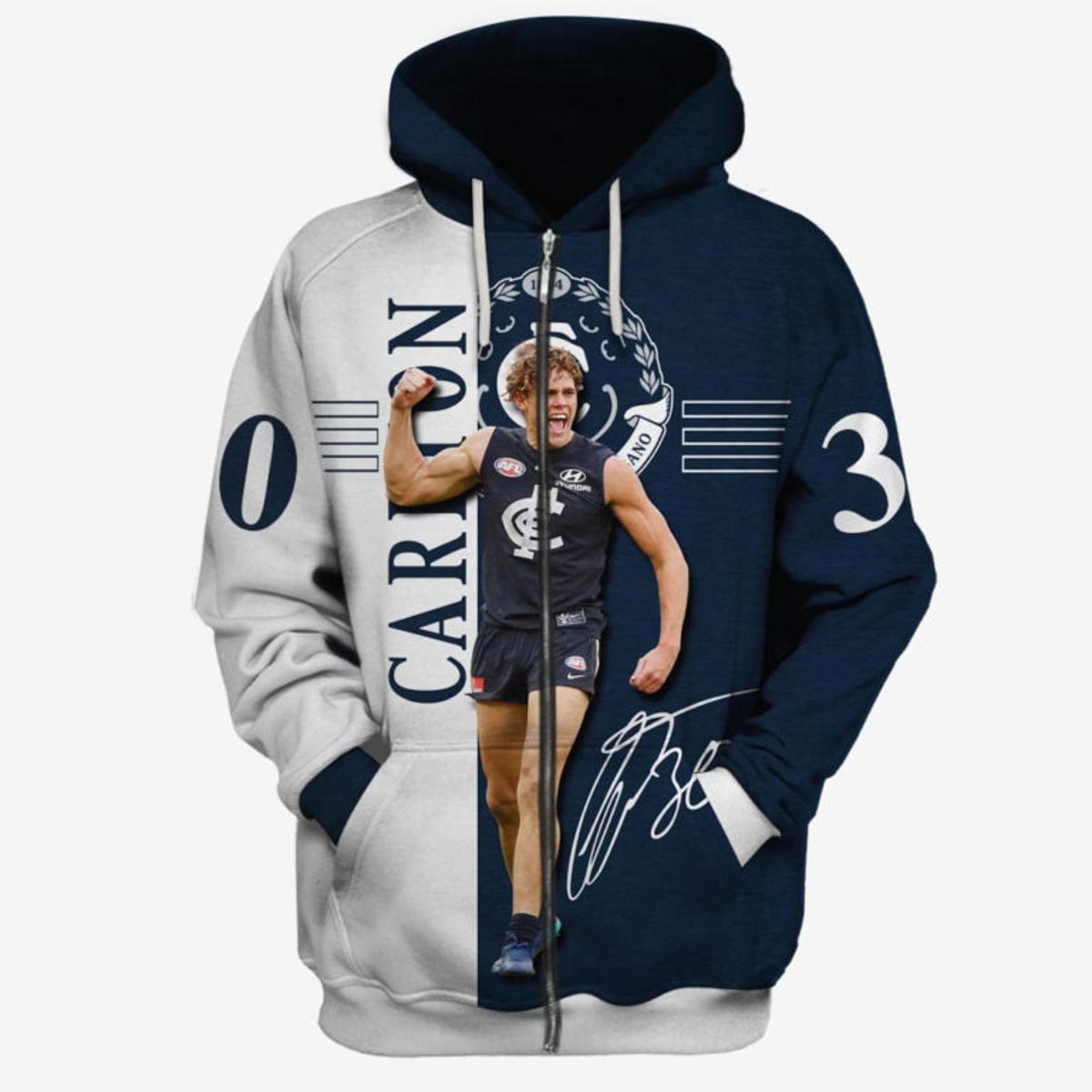 Carlton Blues Patrick Cripps #9 Zip Hoodie Gift For Fans