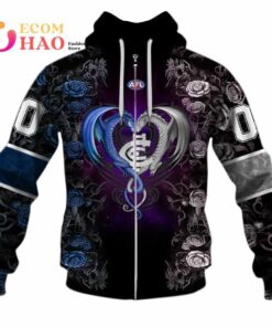 Carlton Blues Custom Name Number Rose Dragon Zip Hoodie Mix Colour