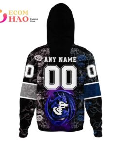 Carlton Blues Custom Name Number Rose Dragon Zip Hoodie Mix Colour