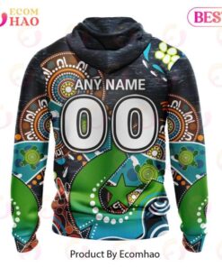 Carlton Blues Custom Name Number Special Naidoc Deisgn Zip Up Hoodie Black And White 2