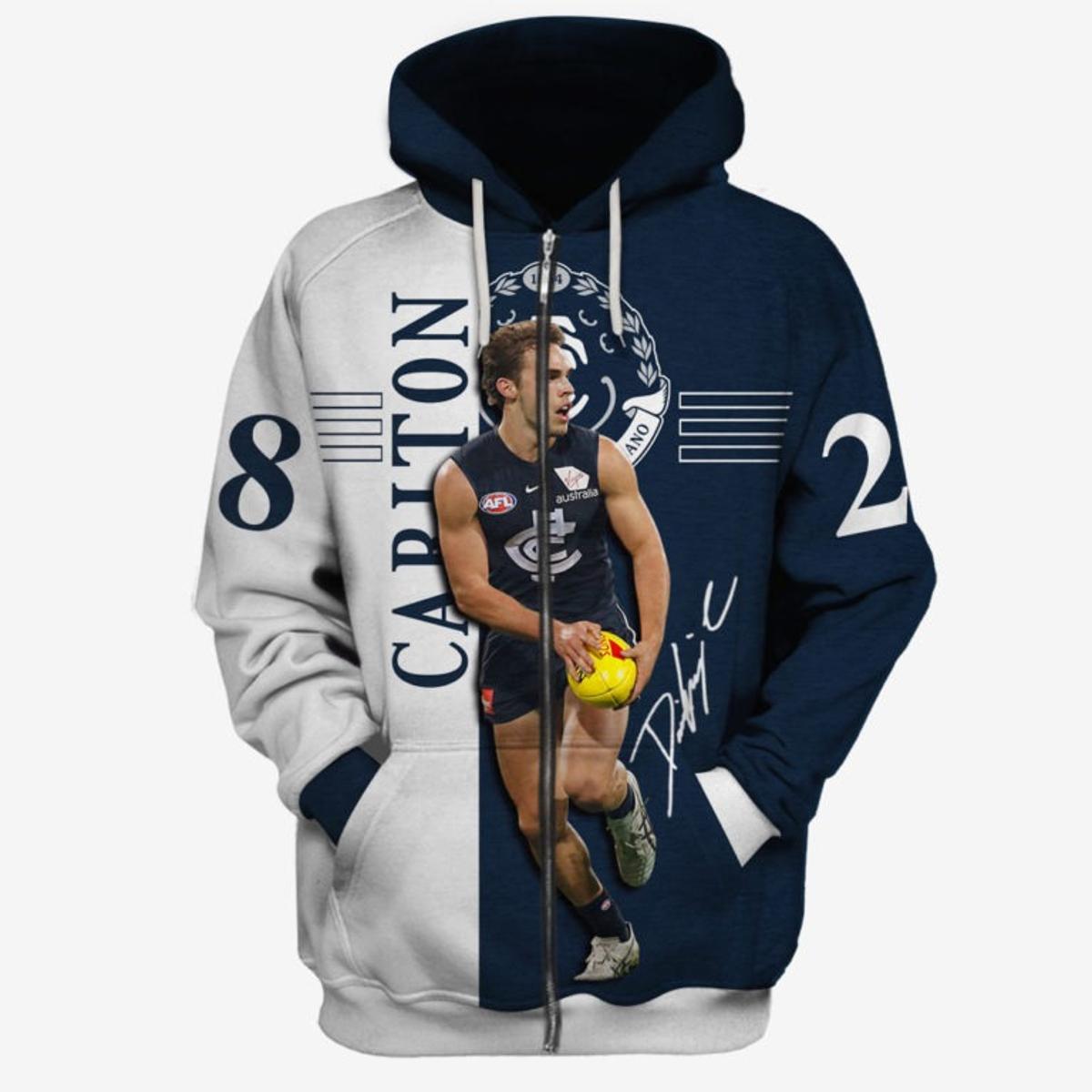 Carlton Blues Patrick Cripps #9 Zip Hoodie Gifts For Lovers