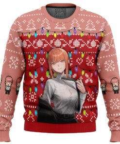 Chainsaw Man Character Makima Xmas Lights Ugly Christmas Sweater Best Gift For Fans
