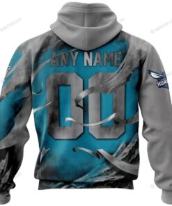 Charlotte Hornets Custom Name Number Gray Teal Skull Zip Hoodie Funny Gift For Fans