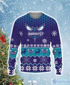 Charlotte Hornets Dark Purple Teal Best Ugly Christmas Sweater