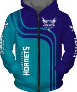 Charlotte Hornets Dark Purple Teal Curves Zip Hoodie Gift For Fans