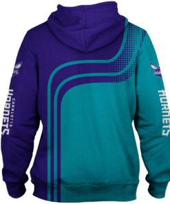 Charlotte Hornets Dark Purple Teal Curves Zip Hoodie Gift For Fans