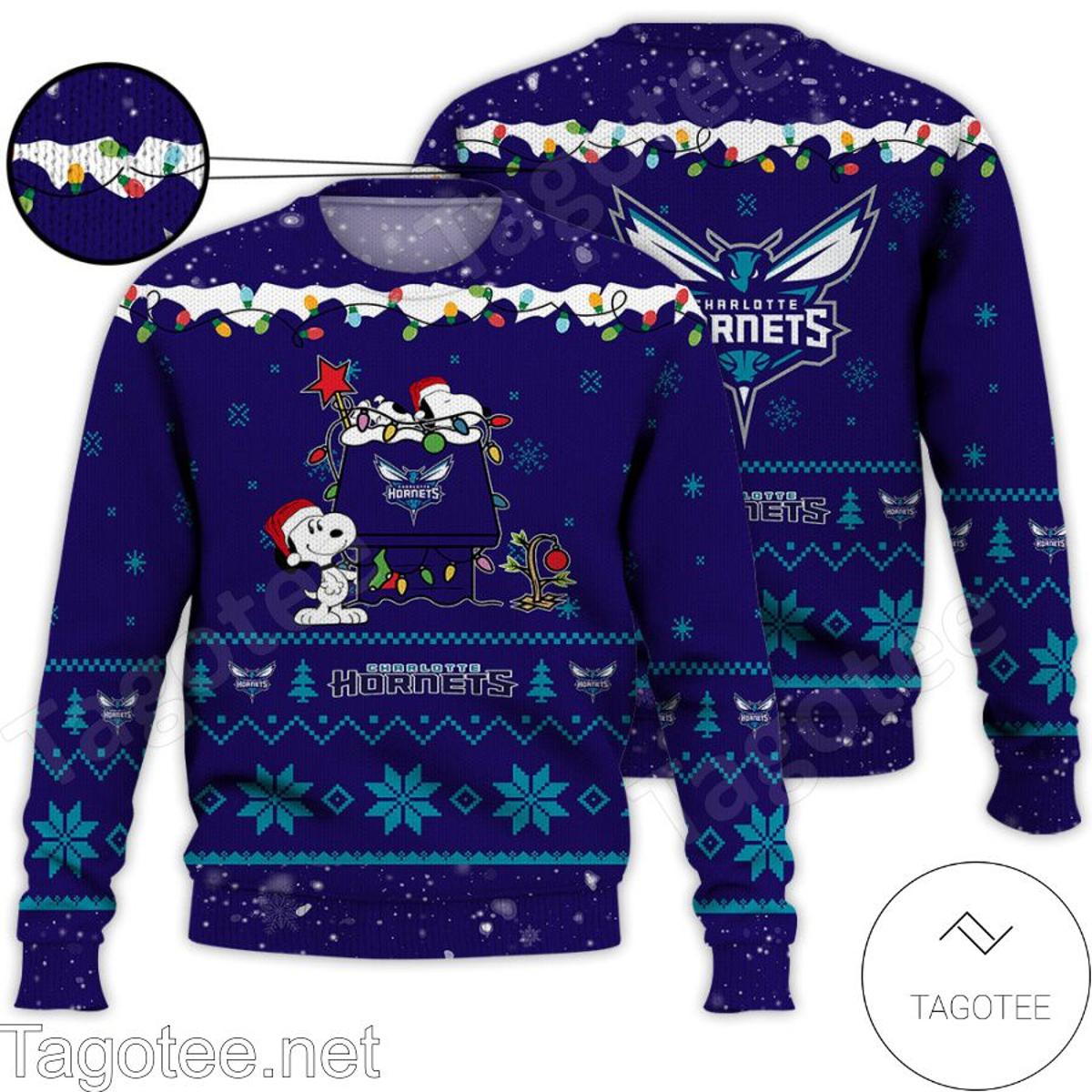 Charlotte Hornets Dark Purple Teal Best Ugly Christmas Sweater