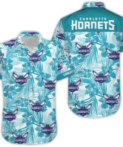 Charlotte Hornets White Teal Flowers Patterns Hawaiian Shirt For Men Women Nba Fans