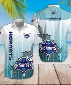 Charlotte Hornets White Teal Vintage Aloha Shirt Gift For Nba Fans