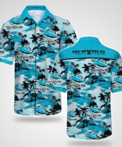 Cheap Cronulla sutherland Sharks Blue Tropical Hawaiian Shirt Gifts Idea For Men Women 1
