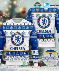 Chelsea Fc White Blue Ugly Christmas Sweater For Fans