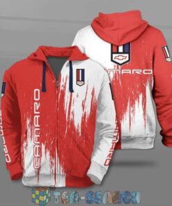 Chevrolet Camaro Red White Zip Hoodie For Fans