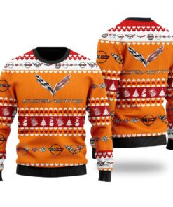 Chevrolet Corvette Best Ugly Christmas Orange Sweater