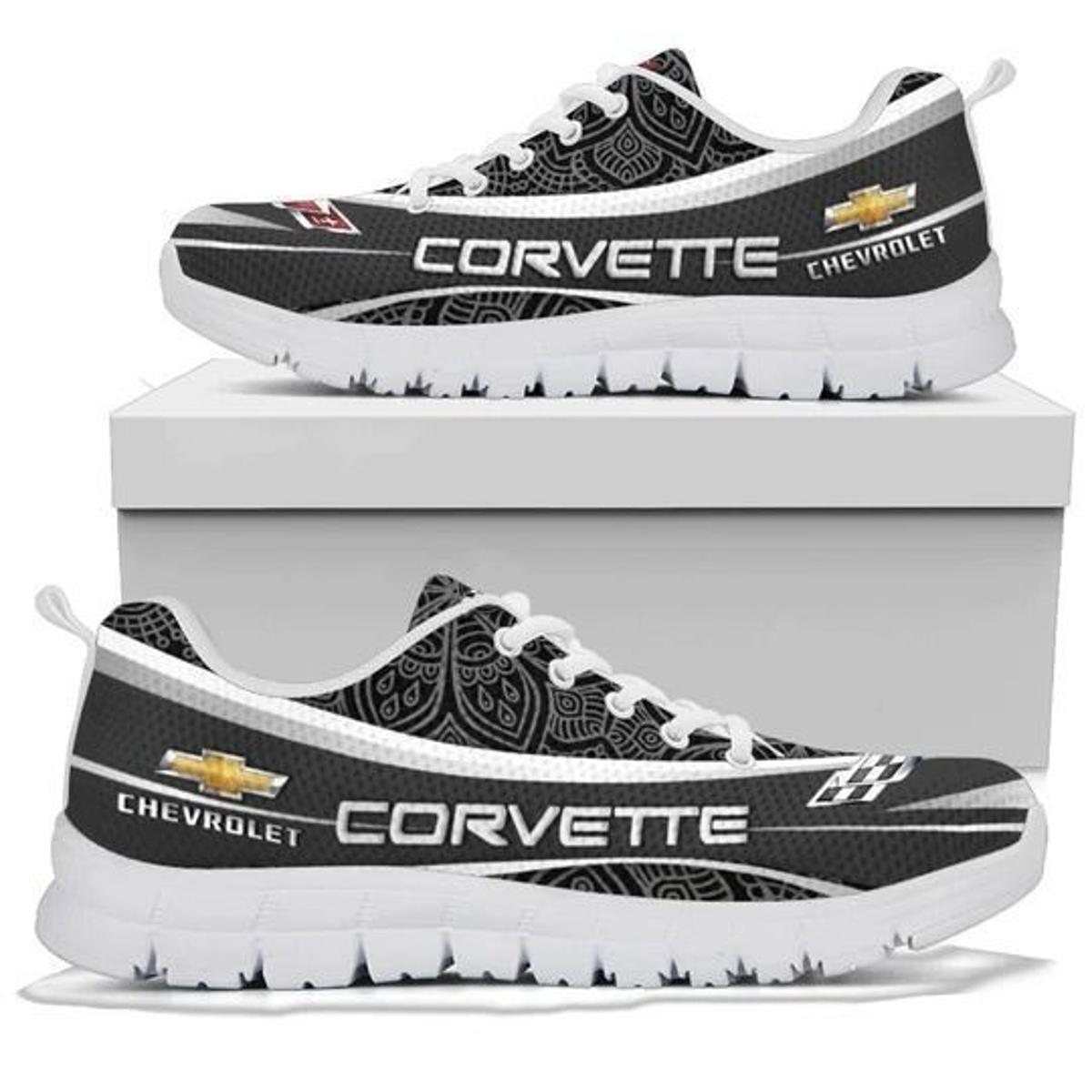 Chevrolet Corvette Yellow Running Shoes For Fans