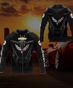 Chevrolet Corvette Black Zip Hoodie For Fans