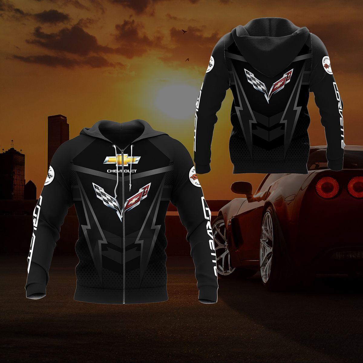 Chevrolet Corvette Red Black Zip Hoodie Gift