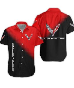 Chevrolet Corvette Logo Red Black Tropical Hawaiian Shirt Best Gift For Fans