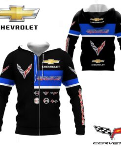 Chevrolet Corvette Racing Black Blue Zip Hoodie Gift